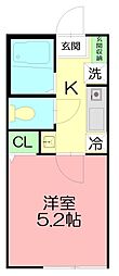 ウィステリア藤沢善行 1Kの間取図画像