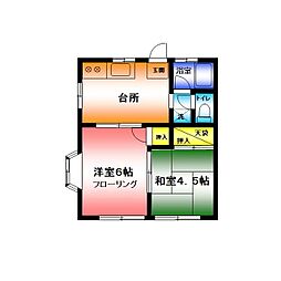 サンライフ湘南 2DKの間取図画像