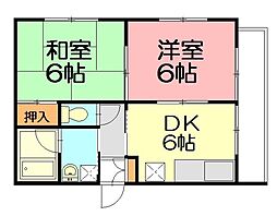 ウインズ鵠沼 2DKの間取図画像