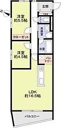 THE TAKASUNA KULTURCE 2LDKの間取図画像