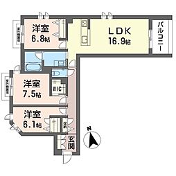 ウィズプラス大船 3LDKの間取図画像