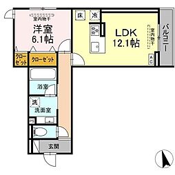 Lacier 1LDKの間取図画像