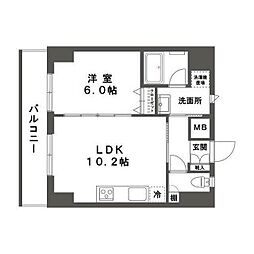 エシュレ湘南 1LDKの間取図画像