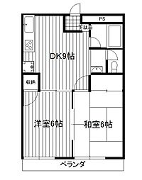 パインハイツ 2DKの間取図画像