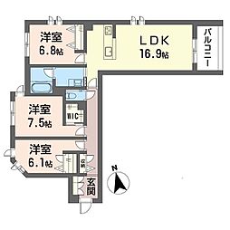 ウィズプラス大船 3LDKの間取図画像