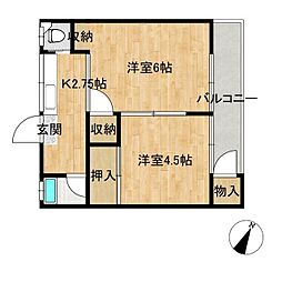 藤和荘 2Kの間取図画像