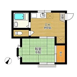 鵠沼レジデンス 1DKの間取図画像
