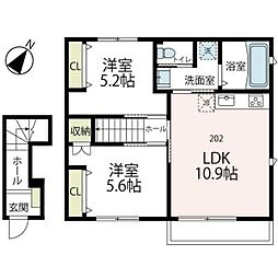 シーウィンド鵠沼 2LDKの間取図画像