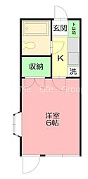 ジョイフル六会 1Kの間取図画像