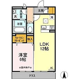 アムール 1LDKの間取図画像