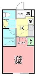 プリムヴェール 1Kの間取図画像