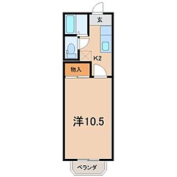 カーサM2 1Kの間取図画像