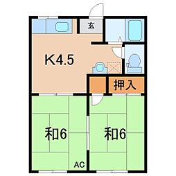 フローラルハイツ 2Kの間取図画像