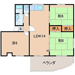ラポール森合 3LDKの間取図画像