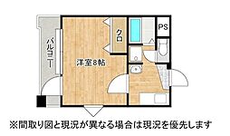 ニューサンリバー8番館 1Kの間取図画像