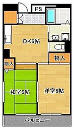 KTOビル 2DKの間取図画像