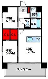 KSK南小倉コアプレイス 2LDKの間取図画像