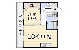平和ビル 1LDKの間取図画像