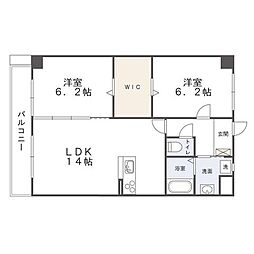 ブライトハーツ穴生 2LDKの間取図画像