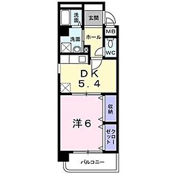 グレイス筒井 1DKの間取図画像