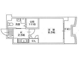 ベルガ北方 1Kの間取図画像