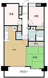 ディアヒルズ小倉井堀けやきが丘参番館 3LDKの間取図画像