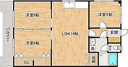 第10岡部ビル 3LDKの間取図画像