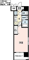 ベイプレイス小倉 1Kの間取図画像