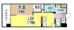 ハイネス槻田 1LDKの間取図画像