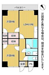 ハヤシビル北方1 2LDKの間取図画像