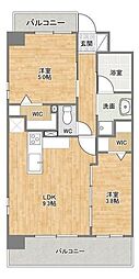 北九州市八幡西区三ケ森2丁目マンション 2LDKの間取図画像