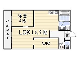 アルテハイム小倉大手町 1LDKの間取図画像