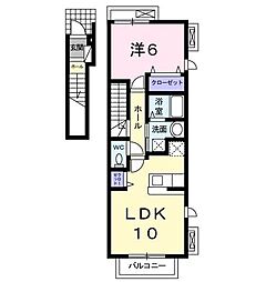 メゾン若園A 1LDKの間取図画像