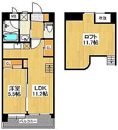 コンプレート富士見 1LDKの間取図画像