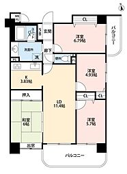 ネオハイツ国分 4LDKの間取図画像