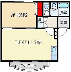 サザンコート 1LDKの間取図画像