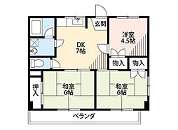コーポラス美光 3DKの間取図画像
