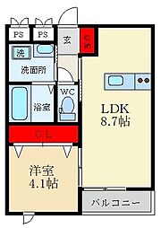 CHERRY BLOSSOM川原町 1LDKの間取図画像