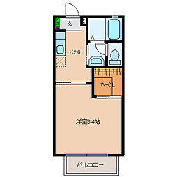 マハロハイツ 1Kの間取図画像