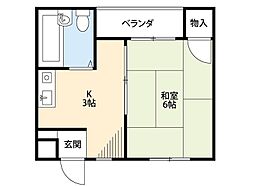 アビタシオン天の川 ワンルームの間取図画像