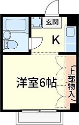 リーフジャルダン牧野駅前 ワンルームの間取図画像