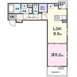 ラフレシール ウエスト 1LDKの間取図画像