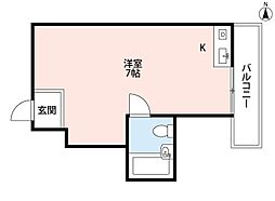 ハマンション伊加賀 ワンルームの間取図画像