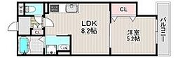 クリエオーレ藤阪元町 1LDKの間取図画像
