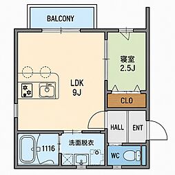 Kastalia長栄寺 1LDKの間取図画像