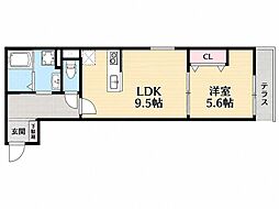 EIJU牧野駅前A 1LDKの間取図画像