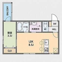Kastalia長栄寺 1LDKの間取図画像