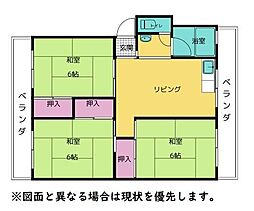 さつき丘コーポ 3DKの間取図画像
