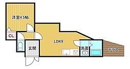 MAYUMIハイツ枚方16番館黄金野 1LDKの間取図画像