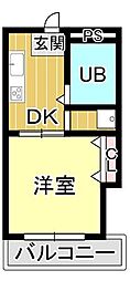 桜町ハイツ 1Kの間取図画像